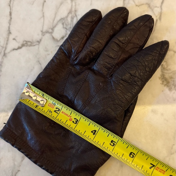 Vintage Christian Dior Brown Leather Driving Gloves, Cashmere Lined, XL - Picture 7 of 10